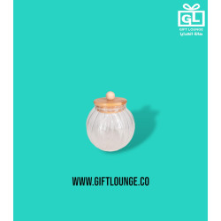 برطمان زجاجي بغطاء خشبي 