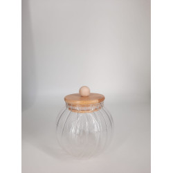 برطمان زجاجي بغطاء خشبي 